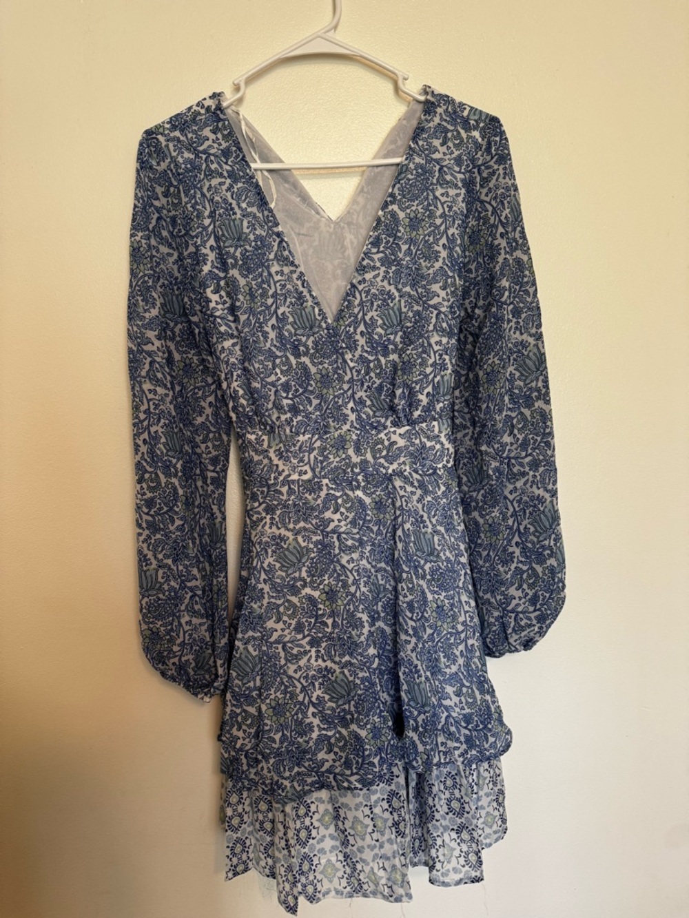 Japna Blue and White Floral Mini Dress